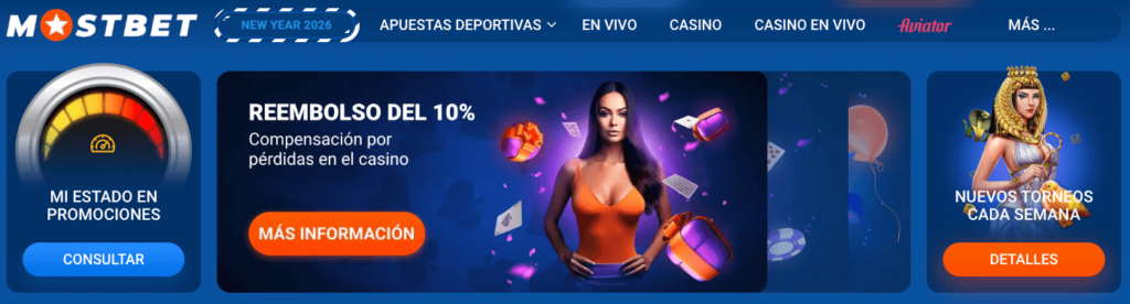 Oferta de reembolso del 10% y torneos nuevos en Mostbet