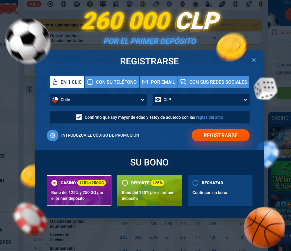 Formulario de registro de Mostbet con bono de primer depósito