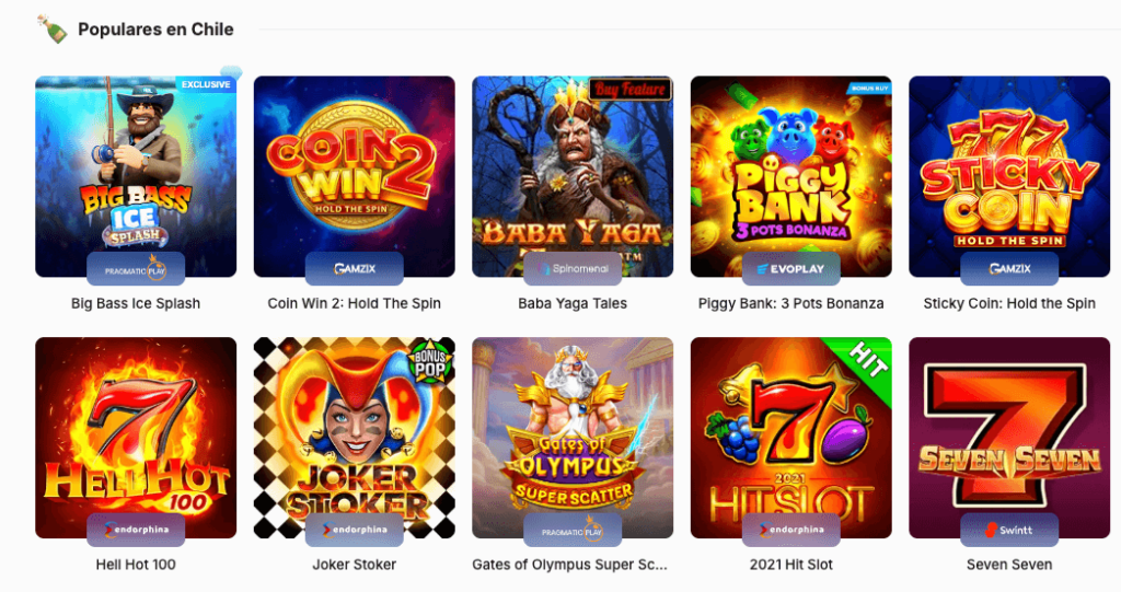 Juegos de tragamonedas populares en Ice Casino Chile